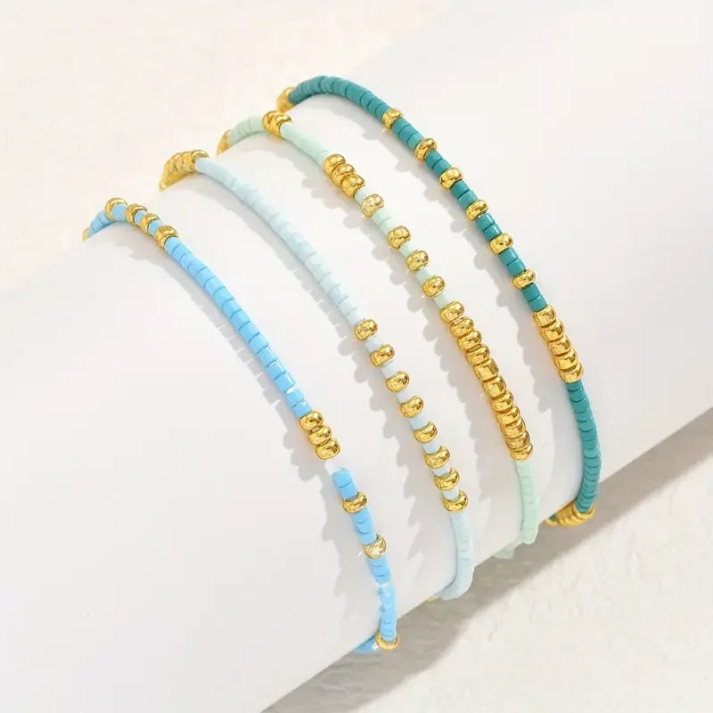 Turquoise Beaded Bracelet 4pcs Set | KAIA