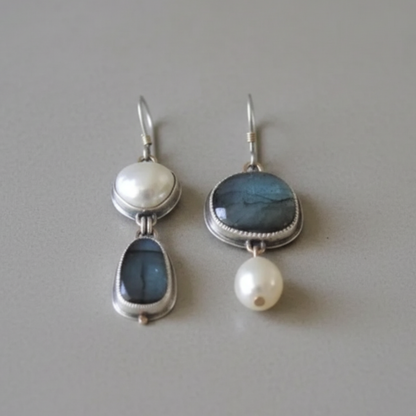 Blue Stone Pearl Earrings | DAKOTA