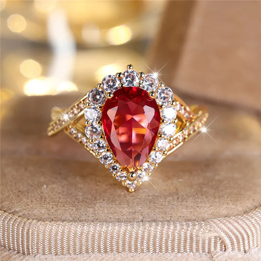 Red Water Drop Ring | AURE