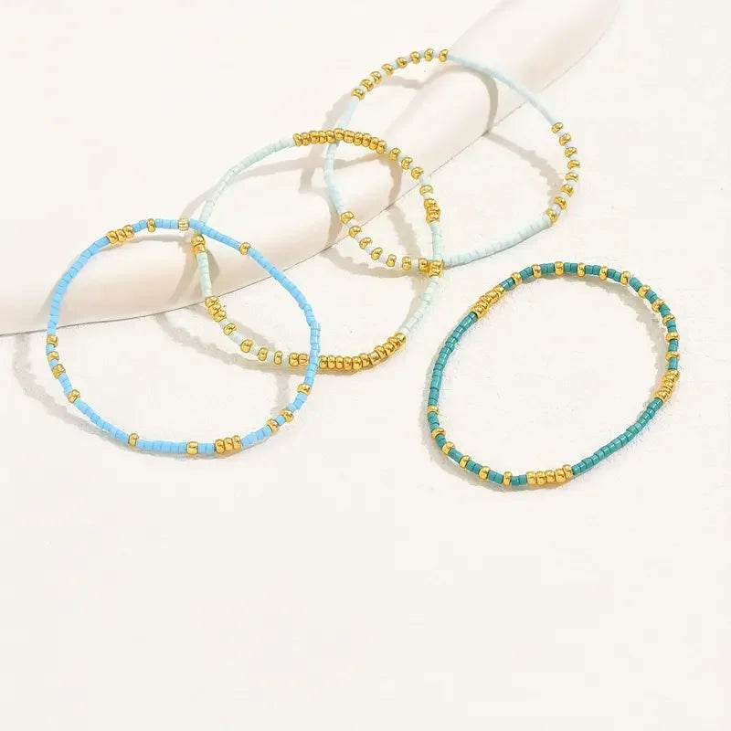Turquoise Beaded Bracelet 4pcs Set | KAIA
