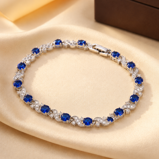 Silver Sapphire Floral Bracelet | FLO