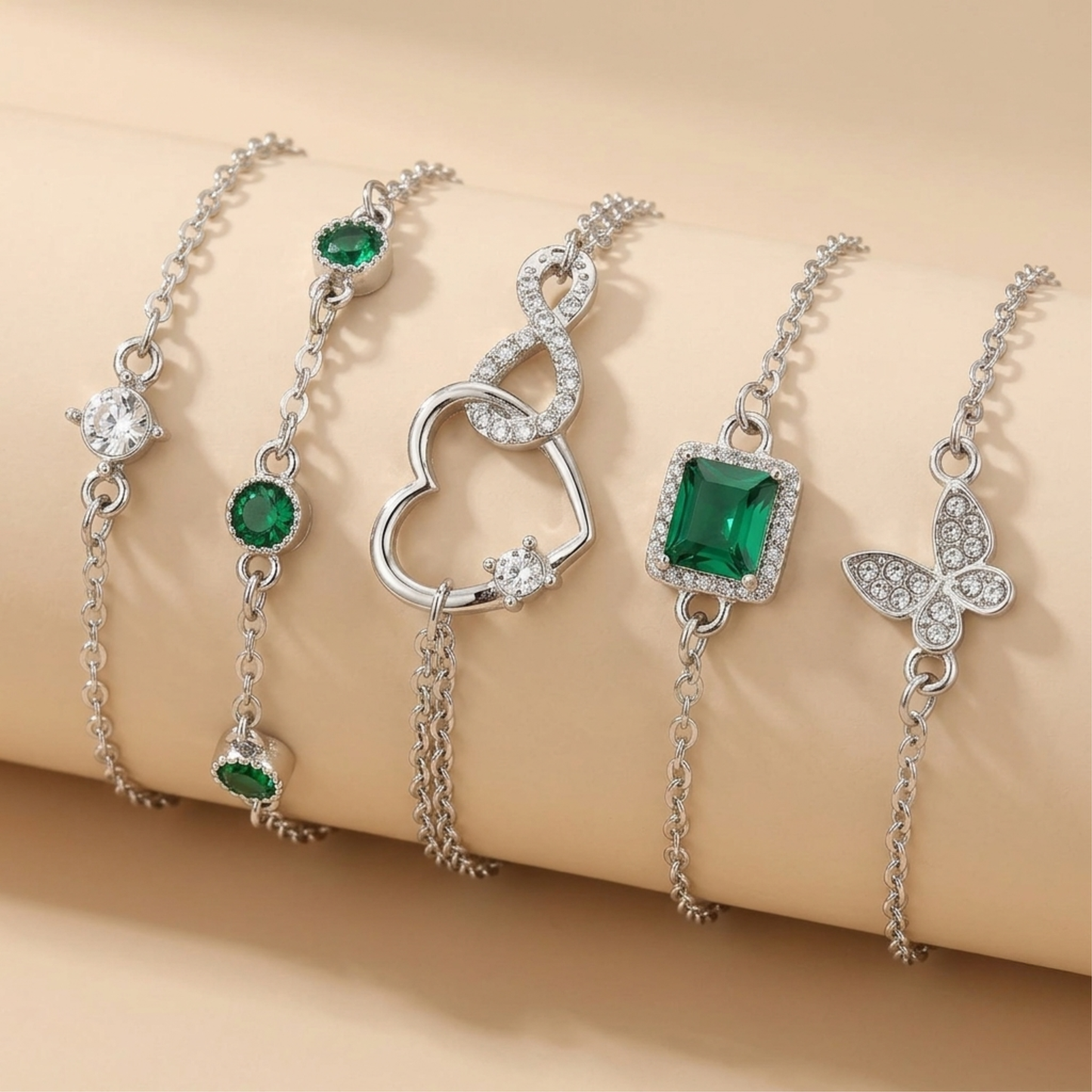 Green 5pcs Bracelets | SIENNA