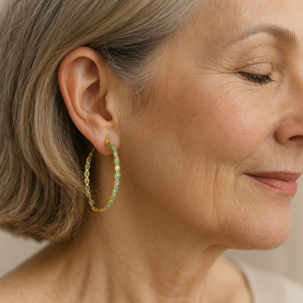 Blue Gold Hoop Earrings | LYNE
