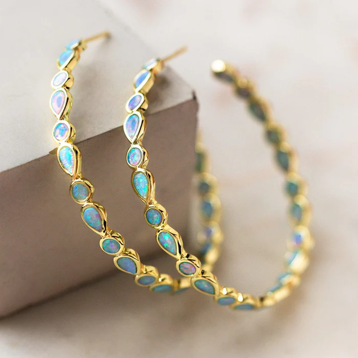 Blue Gold Hoop Earrings | LYNE