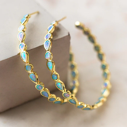 Blue Gold Hoop Earrings | LYNE