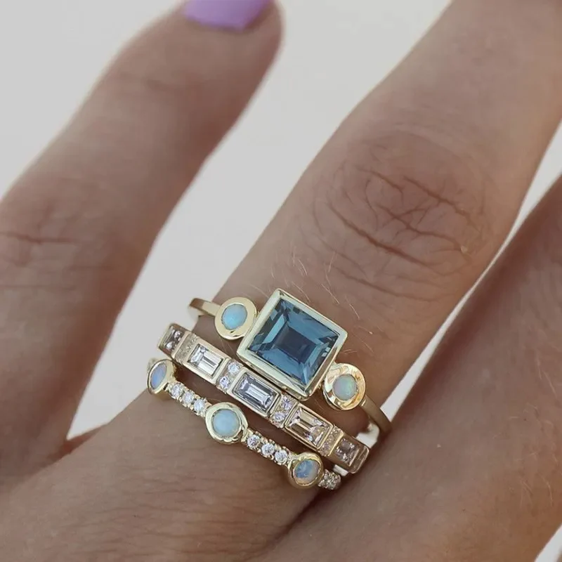 Blue Crystal Ring Set | LUNA