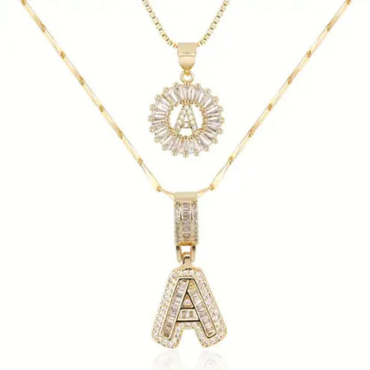 Letter Initial Necklace 2Pcs Set | ZAYA